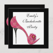 Rosa High Heel Shoes Junggeselinnen-Abschied Einladung (Vorne/Hinten)