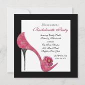 Rosa High Heel Shoes Junggeselinnen-Abschied Einladung (Rückseite)