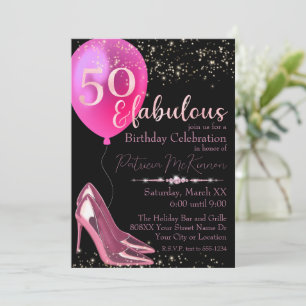 Rosa High Heel Stilettos 50. Geburtstagseinladung Einladung