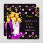 Rosa High Heels Gold Polka Dot Birthday Party Einladung (Vorne/Hinten)