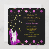 Rosa High Heels Gold Polka Dot Birthday Party Einladung (Rückseite)