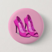 Rosa High Heels im 64-Bit-Pixel-Art-Stil Button (Vorderseite)