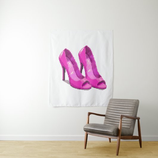 Rosa High Heels im 64-Bit-Pixel-Art-Stil Wandteppich (Beispiel)