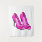 Rosa High Heels im 64-Bit-Pixel-Art-Stil Wandteppich (Vorderseite)