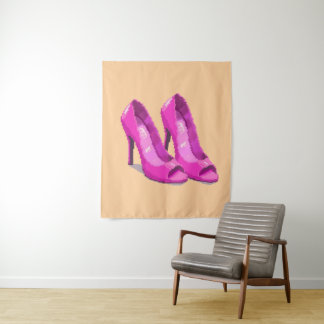 Rosa High Heels im 64-Bit-Pixel-Art-Stil Wandteppich