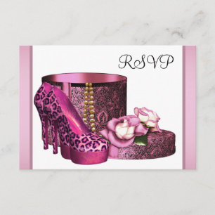 Rosa High Heels Schuhe Damen Leopard 50. Geburtsta RSVP Karte