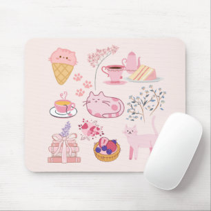 Rosa High Tea Katzen Mousepad