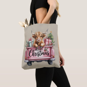 Rosa Highland-Kuh Weihnachten Mädchen Fluffige Kuh Tasche