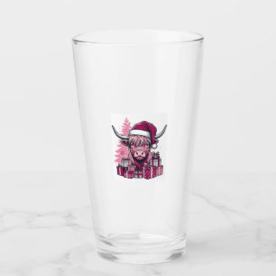Rosa Highland-Kuh-Weihnachtsgeschenke Vintage-Kuns Glas