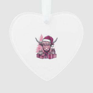 Rosa Highland-Kuh-Weihnachtsgeschenke Vintage-Kuns Ornament