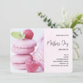 Rosa Himbeere Macarons Muttertag Brunch Einladung (Stehend Vorderseite)