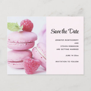 Rosa Himbeere Macarons Save the Date Einladungspostkarte