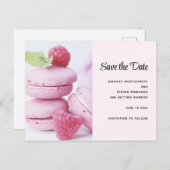 Rosa Himbeere Macarons Save the Date Einladungspostkarte (Vorne/Hinten)