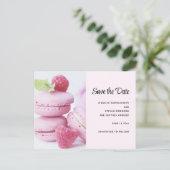 Rosa Himbeere Macarons Save the Date Einladungspostkarte (Stehend Vorderseite)