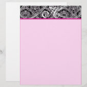 Rosa Himbeere Monogram Letterhead Black Paisley (Vorne/Hinten)
