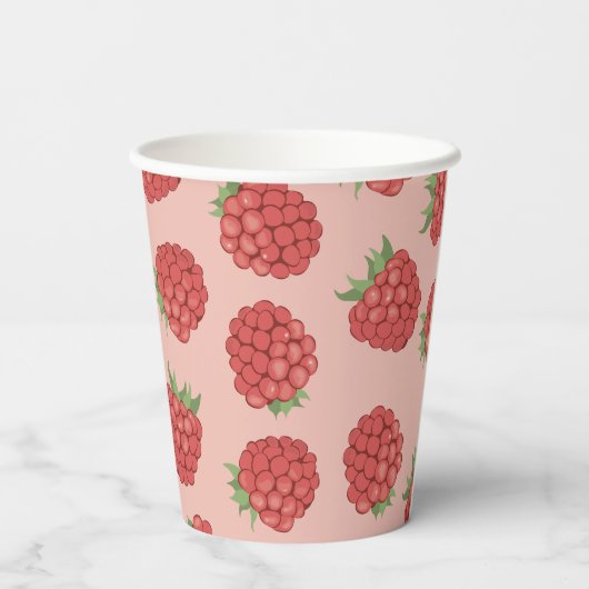 Rosa Himbeere Pappbecher (Rückseite)