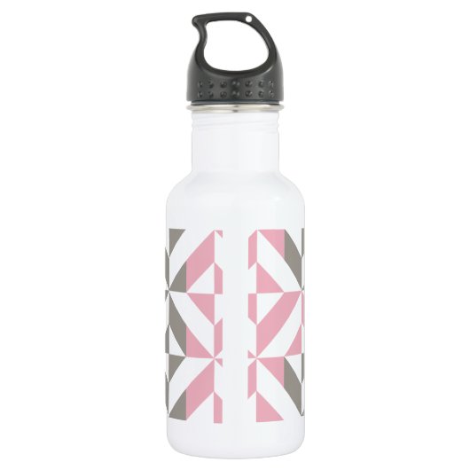Rosa Himbeere und Silver Geometric ZigZag Edelstahlflasche (Rückseite)