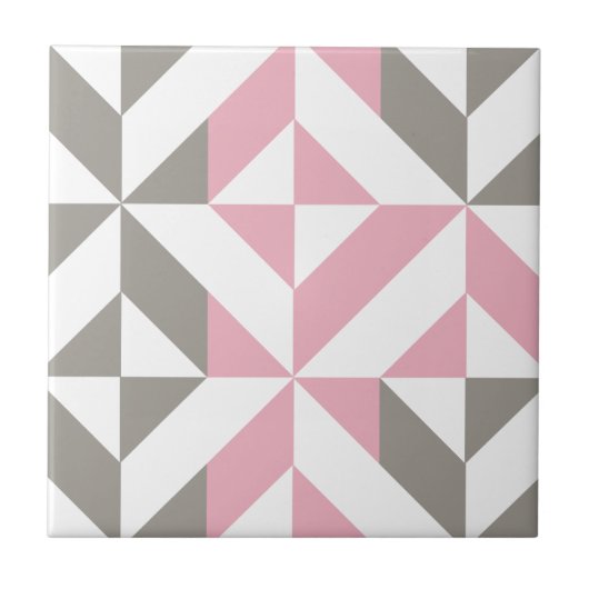 Rosa Himbeere und Silver Geometric ZigZag Fliese (Vorderseite)