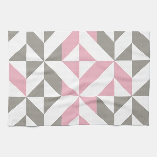 Rosa Himbeere und Silver Geometric ZigZag Geschirrtuch (Horizontal)