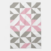 Rosa Himbeere und Silver Geometric ZigZag Geschirrtuch (Vertikal)