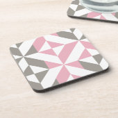 Rosa Himbeere und Silver Geometric ZigZag Getränkeuntersetzer (Linke Seite)