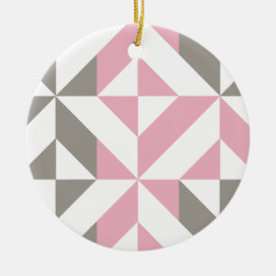 Rosa Himbeere und Silver Geometric ZigZag Keramik Ornament