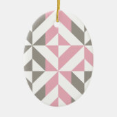 Rosa Himbeere und Silver Geometric ZigZag Keramik Ornament (Vorne)