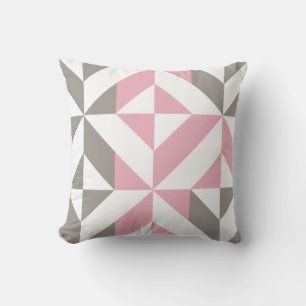 Rosa Himbeere und Silver Geometric ZigZag Kissen