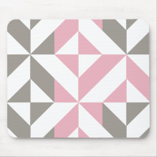 Rosa Himbeere und Silver Geometric ZigZag Mousepad