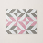 Rosa Himbeere und Silver Geometric ZigZag Puzzle (Horizontal)