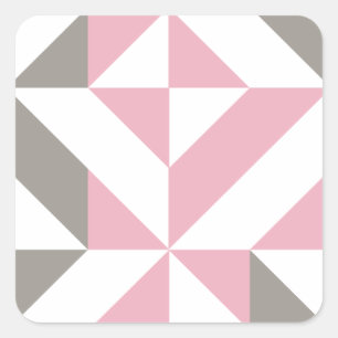 Rosa Himbeere und Silver Geometric ZigZag Quadratischer Aufkleber