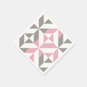 Rosa Himbeere und Silver Geometric ZigZag Serviette (Ecke)