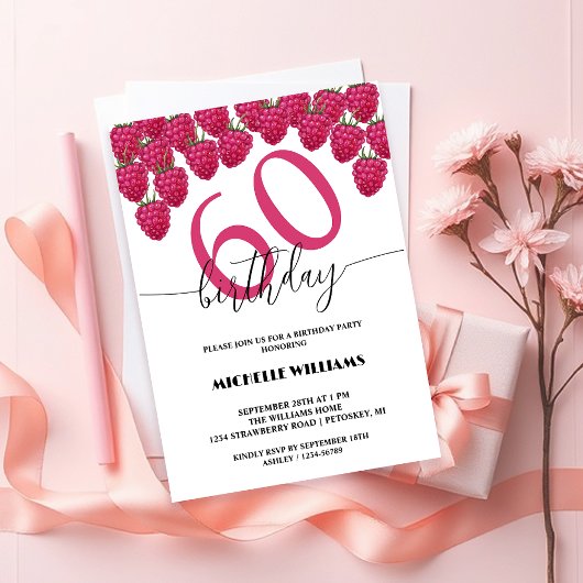 Rosa Himbeere Wasserfarbe Kunst Kalligrafie Geburt Einladung