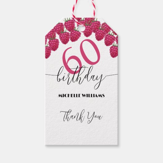 Rosa Himbeere Wasserfarbe Kunst Kalligrafie Geburt Geschenkanhänger (Vorderseite)