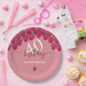 Rosa Himbeere Wasserfarbe Kunst Kalligrafie Geburt Pappteller (Party)