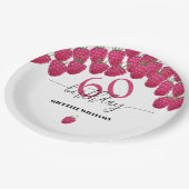 Rosa Himbeere Wasserfarbe Kunst Kalligrafie Geburt Pappteller (Schrägansicht)