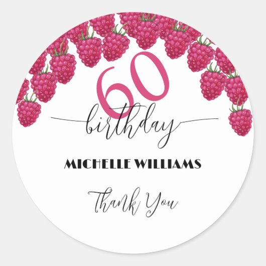 Rosa Himbeere Wasserfarbe Kunst Kalligrafie Geburt Runder Aufkleber (Vorderseite)