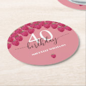 Rosa Himbeere Wasserfarbe Kunst Kalligrafie Geburt Runder Pappuntersetzer (Angewinkelt)