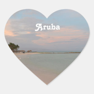 Rosa Himmel in Aruba Herz-Aufkleber