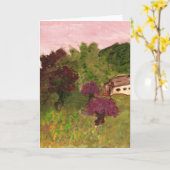 Rosa Himmel, Landschaft, Haus, Karte (Bild 839) (Gelbe Blume)