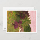 Rosa Himmel, Landschaft, Haus, Postkarte (Vorne/Hinten)