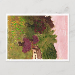 Rosa Himmel, Landschaft, Haus, Postkarte