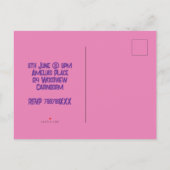 Rosa Himmel und flauschige Wolken Geburtstag Einladungspostkarte (Rückseite)