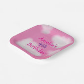 Rosa Himmel und flauschige Wolken Geburtstag Pappteller (Gewinkelt)