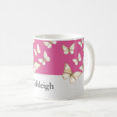 Rosa Himmel und Schmetterlinge Kaffeetasse (VorderseiteRechts)