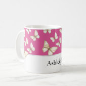 Rosa Himmel und Schmetterlinge Kaffeetasse (Vorderseite Links)