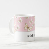 Rosa Himmel und Schmetterlinge Kaffeetasse (Vorderseite Links)