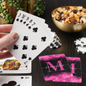 Rosa Himmelszeichen-Monogramm-Unterschrift Spielkarten (In Situ)