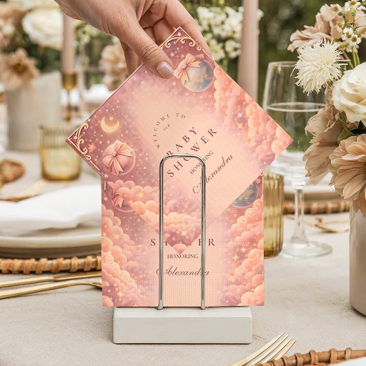 Rosa himmlische Bögen Wolken-Babyparty Serviette