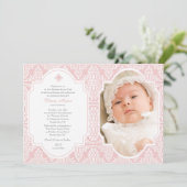 Rosa Hingabe religiöses Foto Einladung (Stehend Vorderseite)